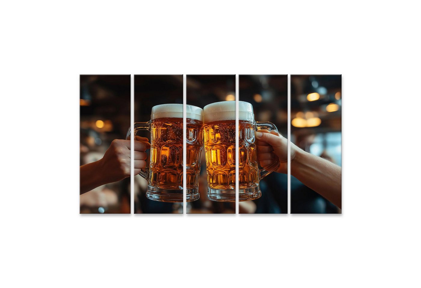 islandburner Leinwandbild Zwei Bierkrüge prost in einer Kneipe Wandbild islandburner Leinwandbild Zwei Bierkrüge prost in einer Kneipe Wandbild von islandburner