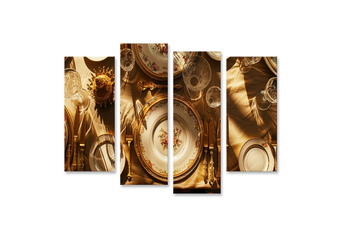 islandburner Leinwandbild ästhetisches Wandbild: Antiker Tisch mit Porzellan und goldenem Festta islandburner Leinwandbild ästhetisches Wandbild: Antiker Tisch mit Porzellan und goldenem Festta von islandburner