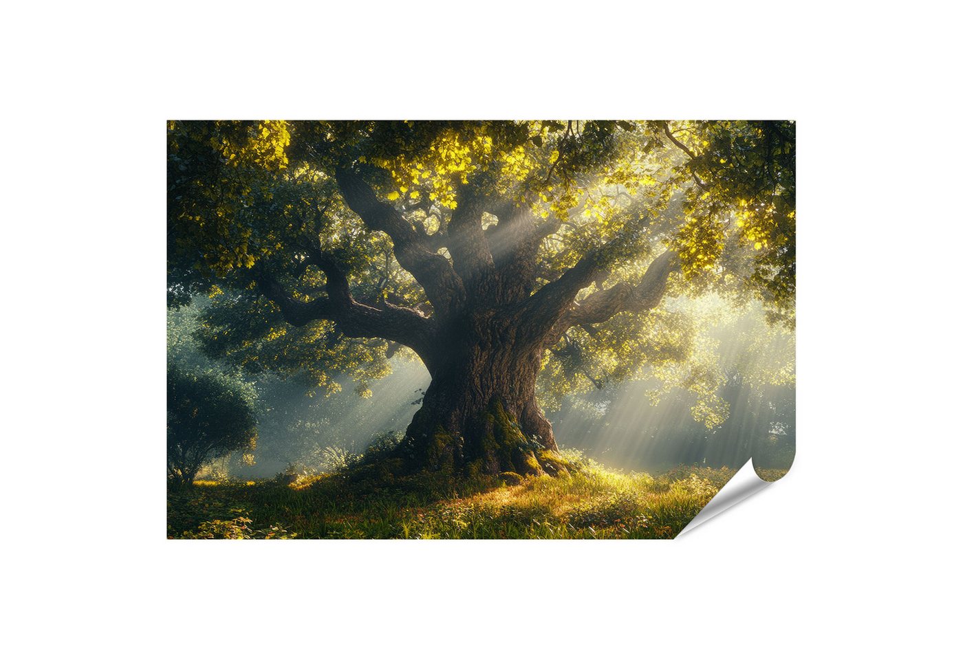 islandburner Poster, Alter Baum im magischen Licht des Morgens von islandburner