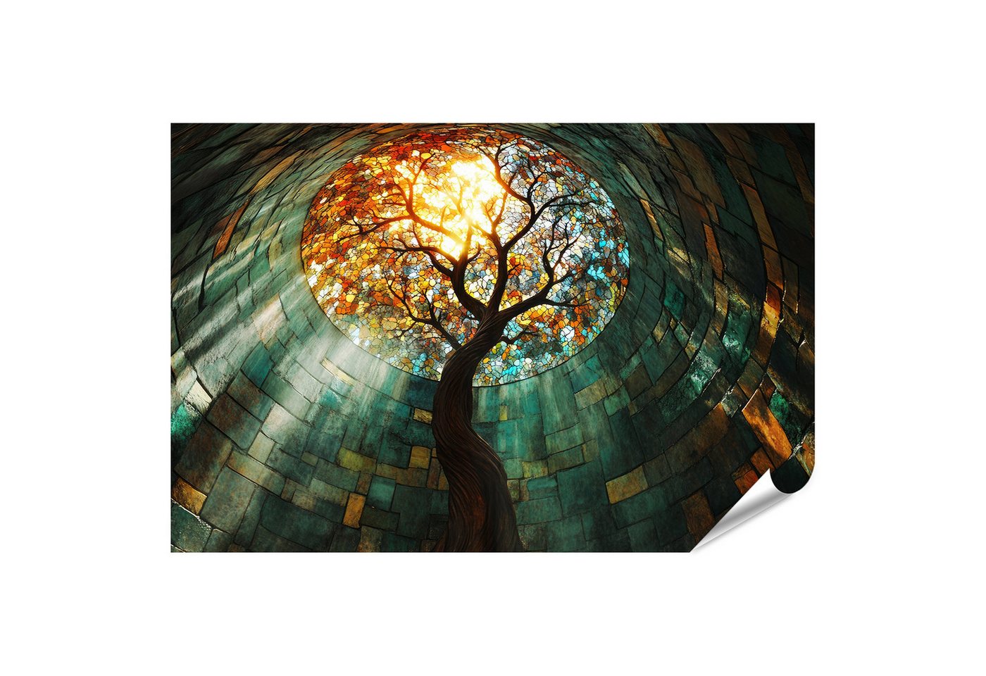 islandburner Poster, Baum des Lebens in farbiger Glaskuppel von islandburner