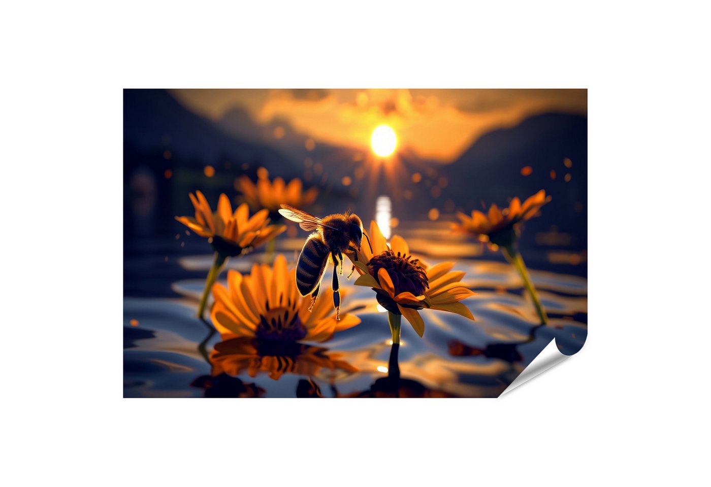 islandburner Poster, Biene auf Blume bei Sonnenuntergang am See islandburner Poster, Biene auf Blume bei Sonnenuntergang am See von islandburner