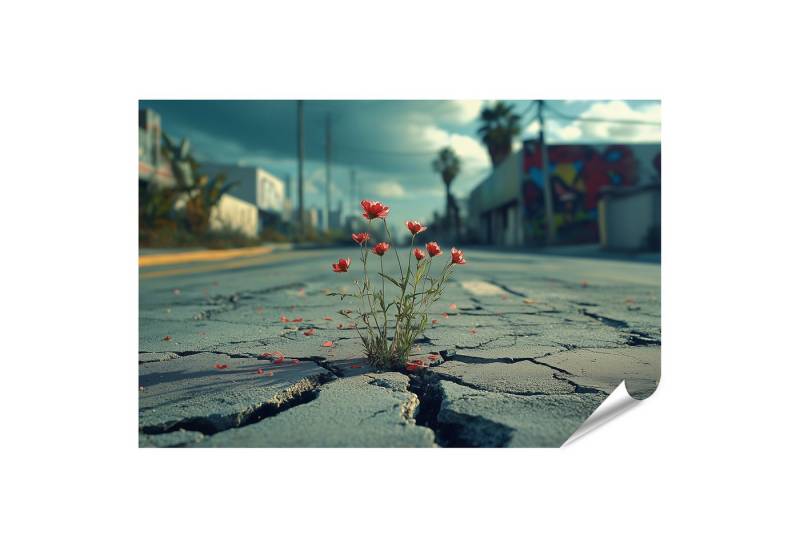 islandburner Poster, Blumen Durch Asphalt in der Stadt von islandburner