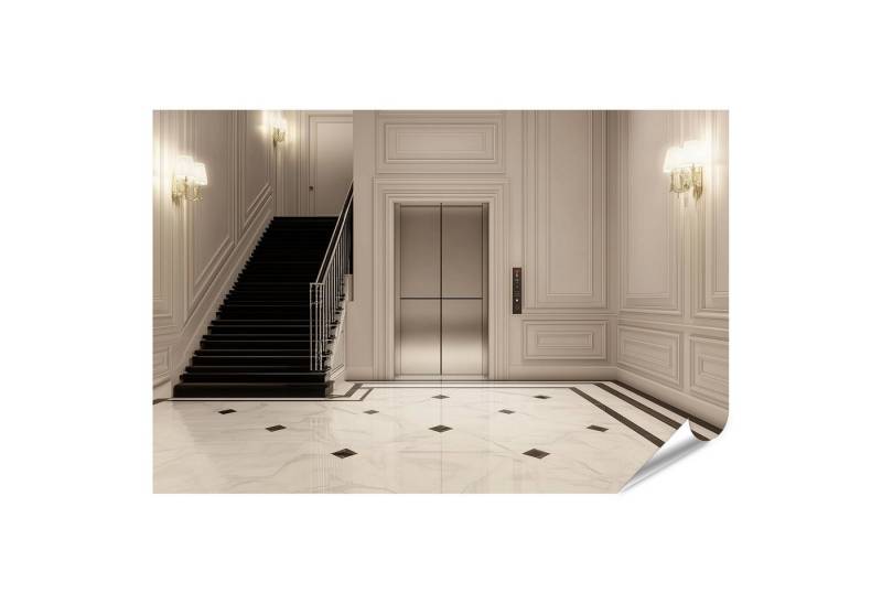 islandburner Poster, Elegantes Foyer mit Treppe und Aufzug von islandburner