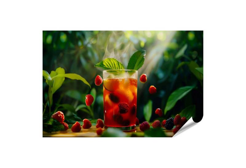 islandburner Poster, Erfrischender Sommercocktail mit Beeren und Minze in der Natur von islandburner