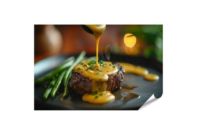 islandburner Poster, Gegrilltes Steak mit Sauce und grünen Bohnen von islandburner