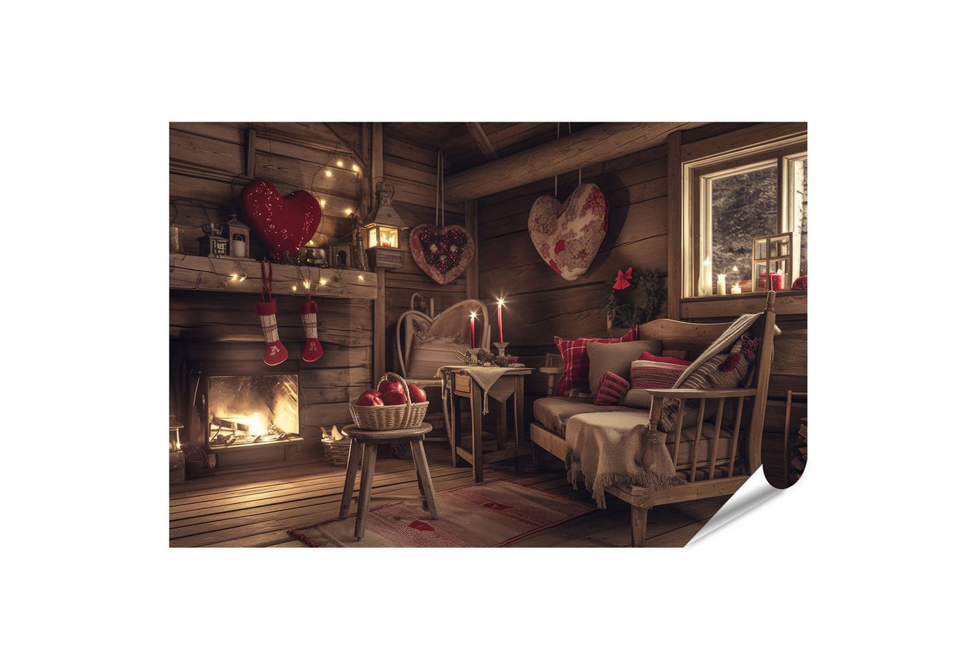 islandburner Poster, Gemütliche Hütte mit Kamin und Weihnachtsdeko islandburner Poster, Gemütliche Hütte mit Kamin und Weihnachtsdeko von islandburner