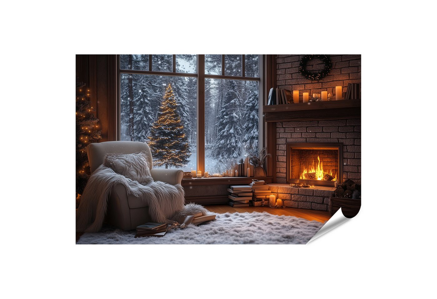 islandburner Poster, Gemütlicher Winterabend am Kamin mit Schneeblick islandburner Poster, Gemütlicher Winterabend am Kamin mit Schneeblick von islandburner