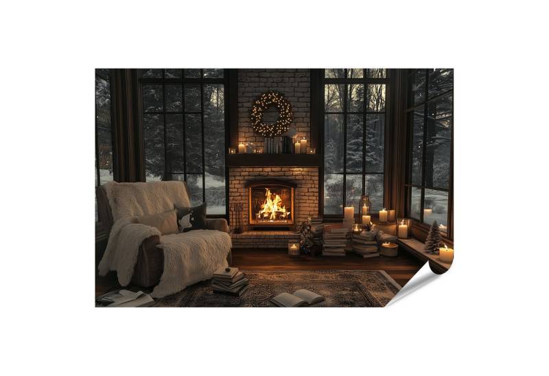 islandburner Poster, Gemütlicher Winterabend am Kamin von islandburner