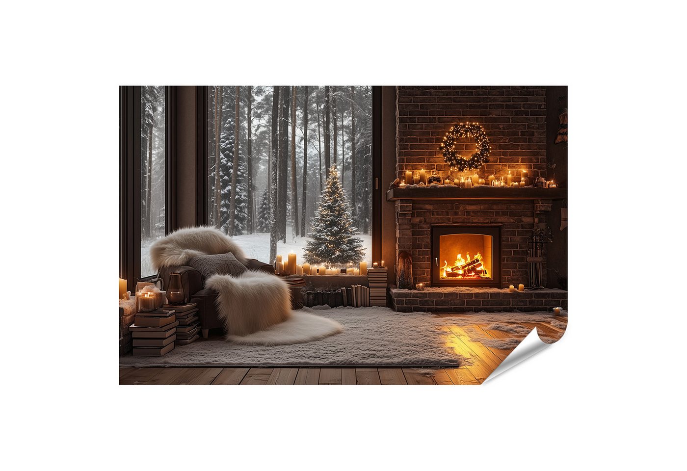 islandburner Poster, Gemütliches Winterwohnzimmer mit Kamin und Weihnachtsbaum islandburner Poster, Gemütliches Winterwohnzimmer mit Kamin und Weihnachtsbaum von islandburner