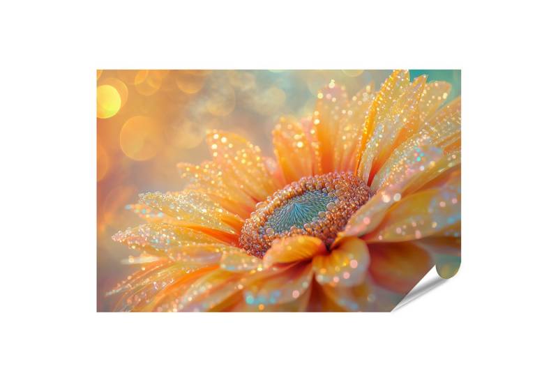 islandburner Poster, Glitzernde Tautropfen auf leuchtender Blume von islandburner