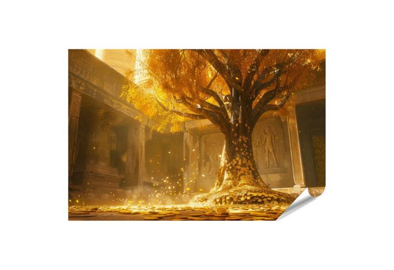 islandburner Poster, Goldener Baum in mystischem Tempel von islandburner