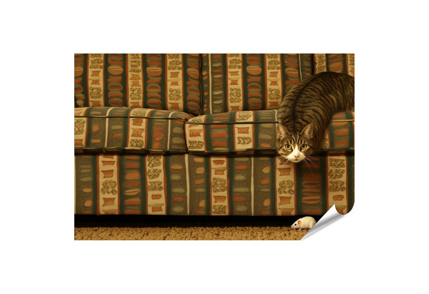 islandburner Poster, Katze und Maus auf dem Retro Sofa islandburner Poster, Katze und Maus auf dem Retro Sofa von islandburner