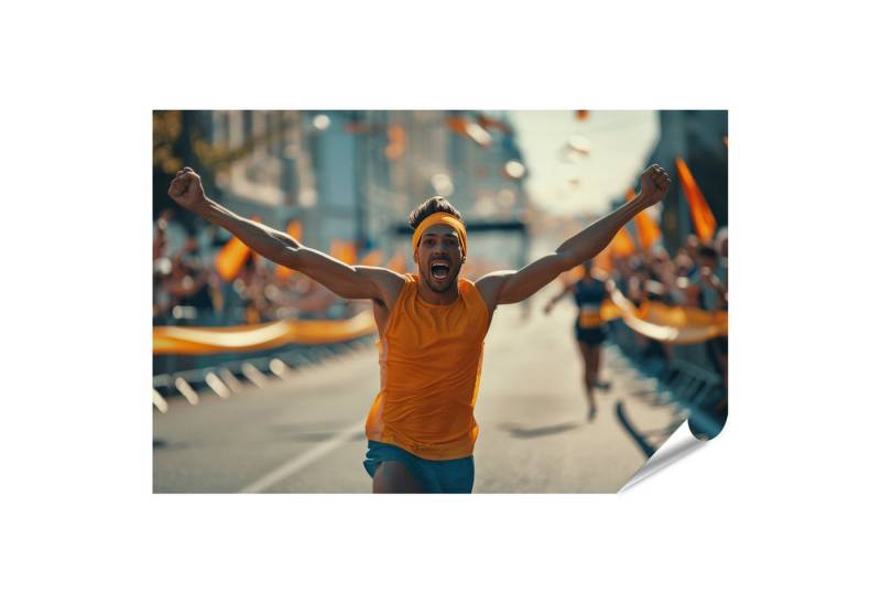 islandburner Poster, Läufer feiert Sieg beim Stadtmarathon von islandburner
