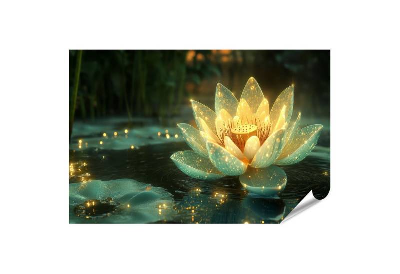 islandburner Poster, Leuchtende Seerose in mystischem Teich von islandburner