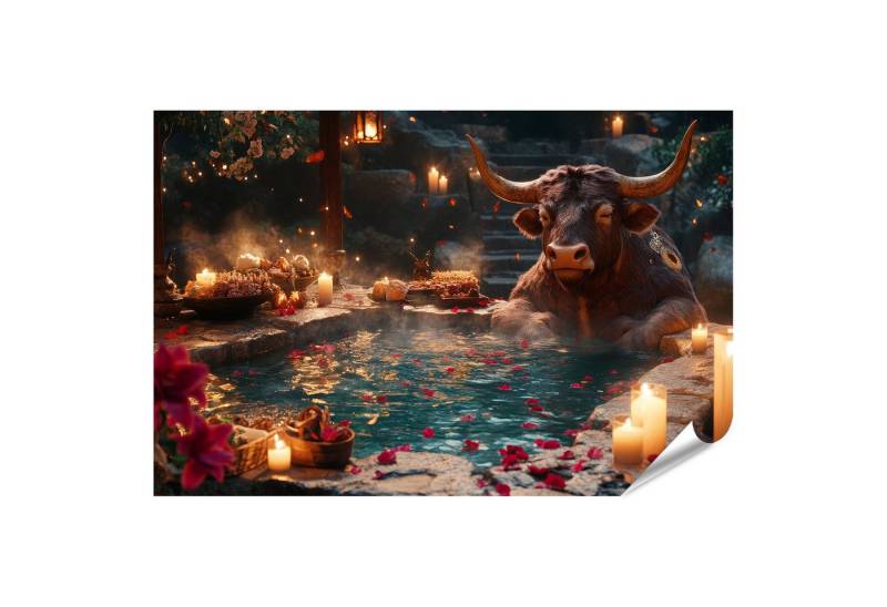 islandburner Poster, Magisches Kerzenlicht Bad mit einem Hochlandrind von islandburner