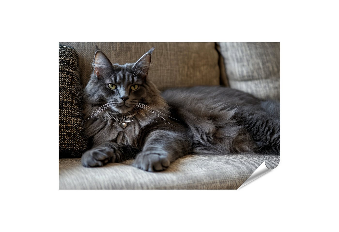islandburner Poster, Majestätische graue Katze entspannt auf dem Sofa islandburner Poster, Majestätische graue Katze entspannt auf dem Sofa von islandburner