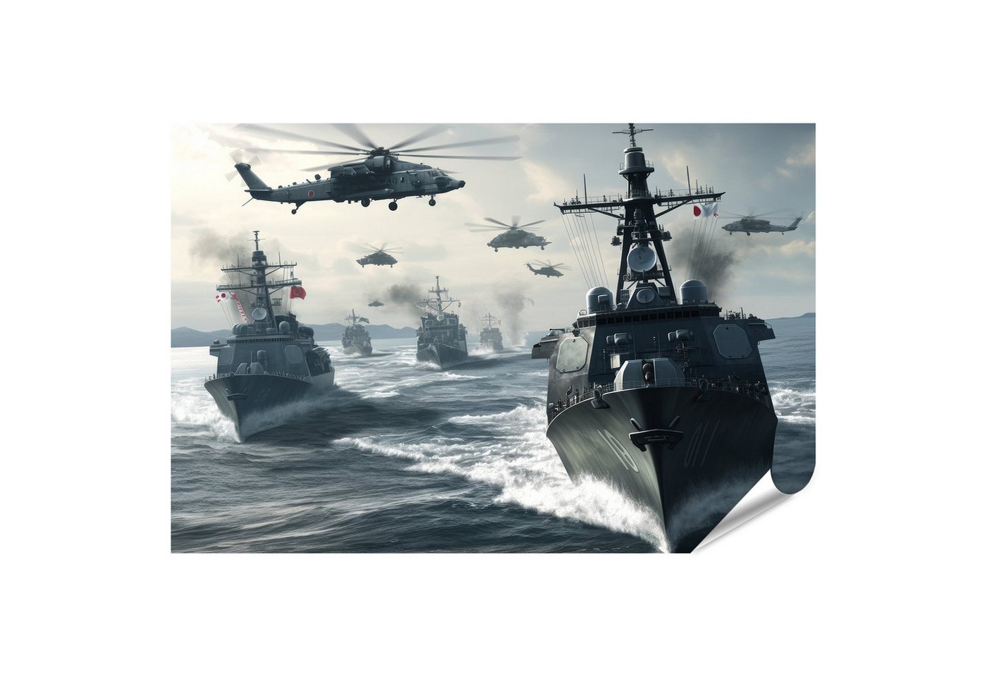 islandburner Poster, Marineflotte mit Hubschraubern auf hoher See (2) von islandburner