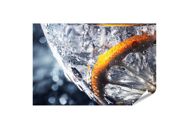 islandburner Poster, Orangenschale in sprudelndem Wasser Glas von islandburner