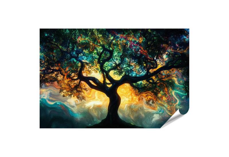 islandburner Poster, Surrealer Baum in einem Wirbel aus Farben von islandburner