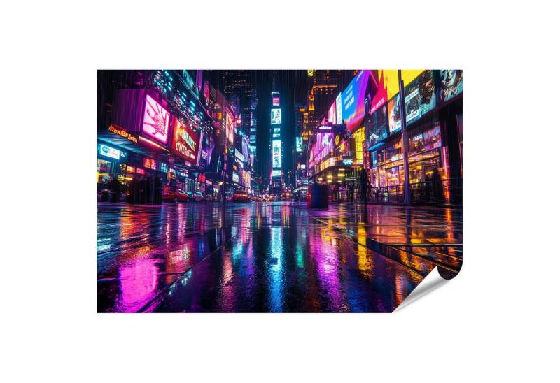 islandburner Poster, Zeitgenössische Stadt Nachtlichter Regen Reflection von islandburner