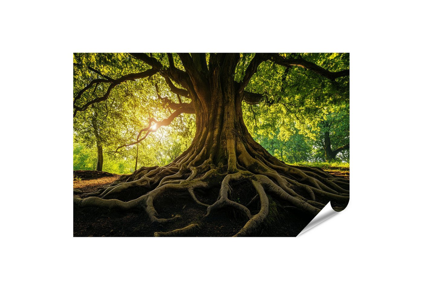 islandburner Poster Alter Baum mit weitreichenden Wurzeln im Sonnenlicht Wandbild islandburner Poster Alter Baum mit weitreichenden Wurzeln im Sonnenlicht Wandbild von islandburner