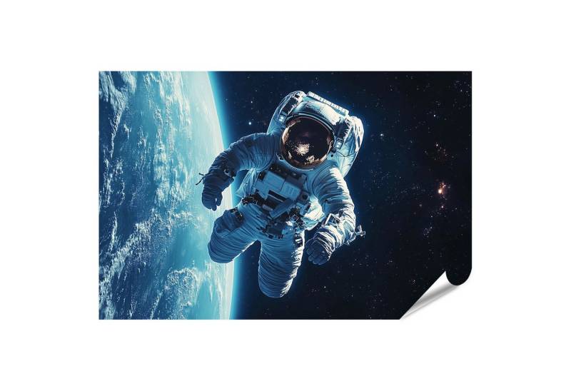 islandburner Poster Astronaut schwebt im Weltraum über der Erde von islandburner