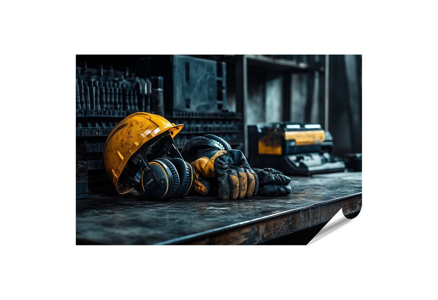 islandburner Poster Bauarbeiter Sicherheitsausruestung Werkbank Arbeitsplatz Wandbild von islandburner