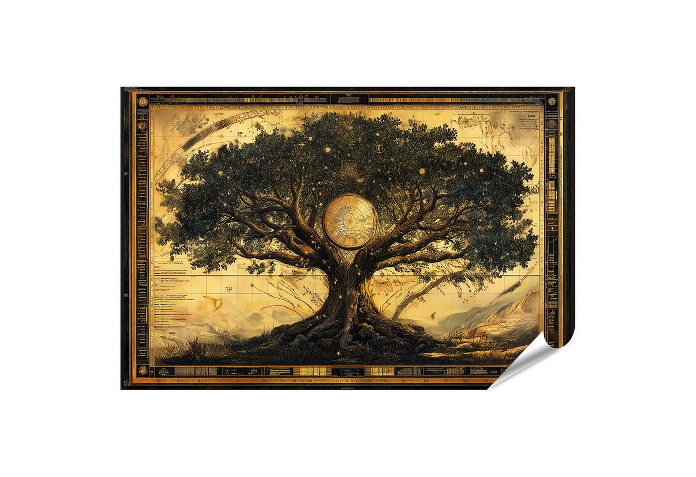 islandburner Poster Baum des Lebens auf einer alten Karte Wandbild islandburner Poster Baum des Lebens auf einer alten Karte Wandbild von islandburner