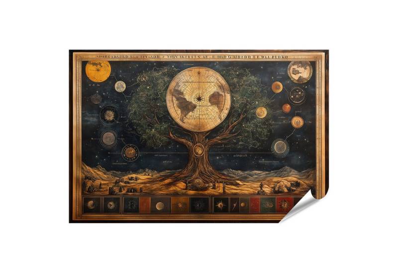 islandburner Poster Baum des Wissens im Kosmos mit historischen Kartenfiguren Wandbild islandburner Poster Baum des Wissens im Kosmos mit historischen Kartenfiguren Wandbild von islandburner