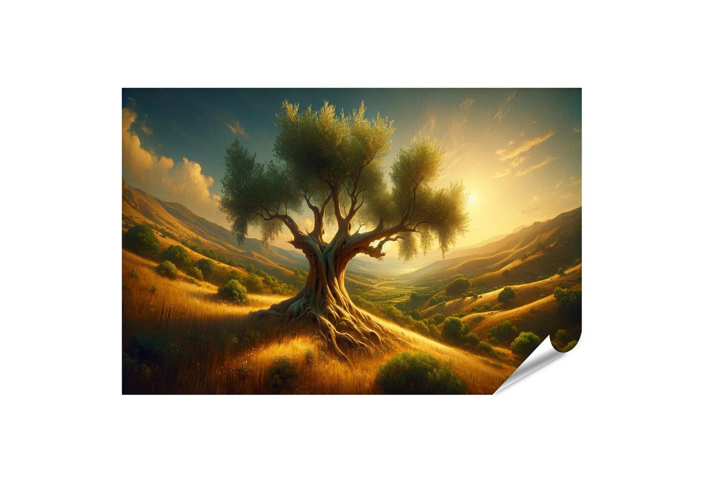 islandburner Poster Baum im Sonnenuntergang in sanfter Landschaft Wandbild islandburner Poster Baum im Sonnenuntergang in sanfter Landschaft Wandbild von islandburner