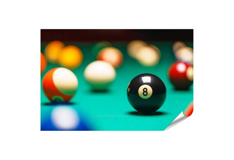 islandburner Poster Billard Kugel Acht auf gruenem Tisch Wandbild islandburner Poster Billard Kugel Acht auf gruenem Tisch Wandbild von islandburner