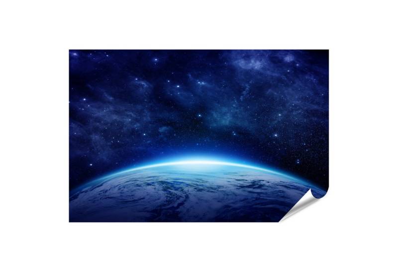 islandburner Poster Blick auf die Erde vom Weltraum aus in der blauen Morgendämmerung islandburner Poster Blick auf die Erde vom Weltraum aus in der blauen Morgendämmerung von islandburner
