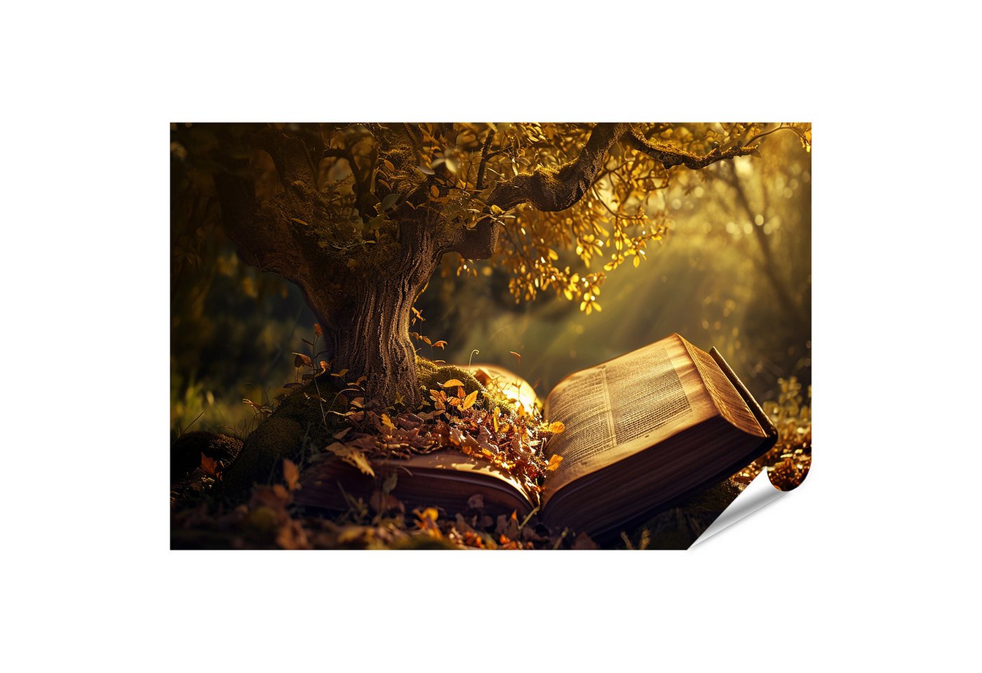 islandburner Poster Buch Unter Baum Im Herbstlicht Fantasie Wald Szene Wandbild islandburner Poster Buch Unter Baum Im Herbstlicht Fantasie Wald Szene Wandbild von islandburner