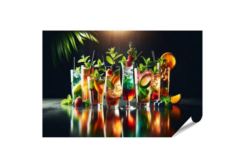 islandburner Poster Bunte Erfrischungsgetraenke mit Obst und Kraeutern auf einem Tisch islandburner Poster Bunte Erfrischungsgetraenke mit Obst und Kraeutern auf einem Tisch von islandburner