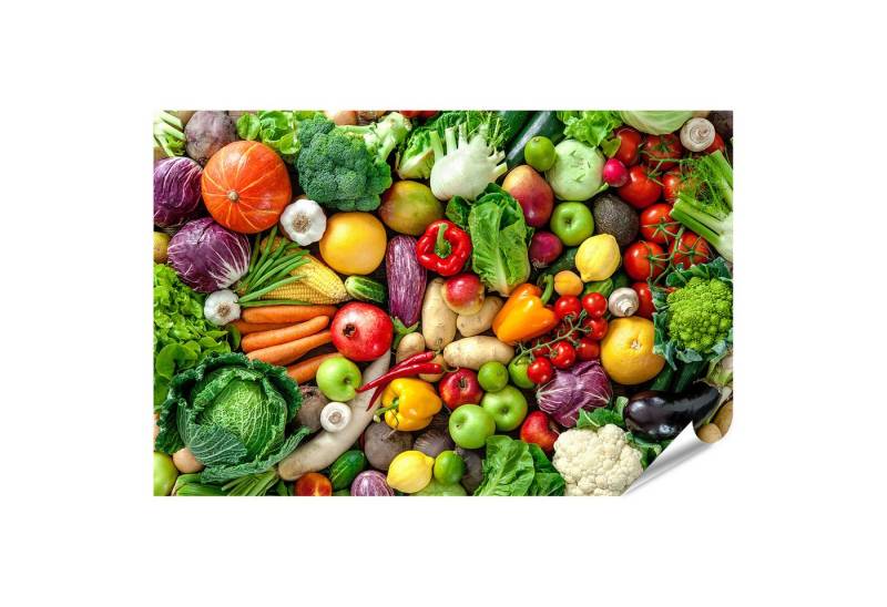 islandburner Poster Bunter Mix aus frischem Obst und Gemüse in leuchtenden Farben Wandbild islandburner Poster Bunter Mix aus frischem Obst und Gemüse in leuchtenden Farben Wandbild von islandburner