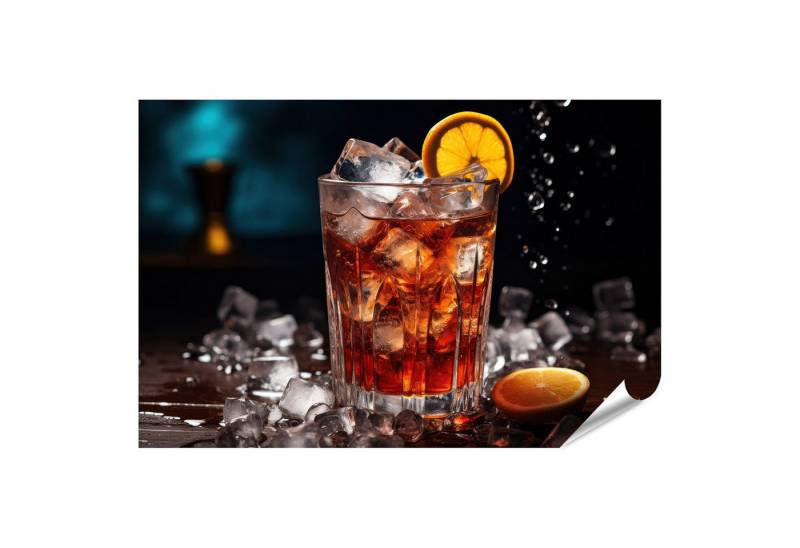 islandburner Poster Cocktail präsentiert in einem eisklaren Glas auf dem Wandbild Bar oder von islandburner