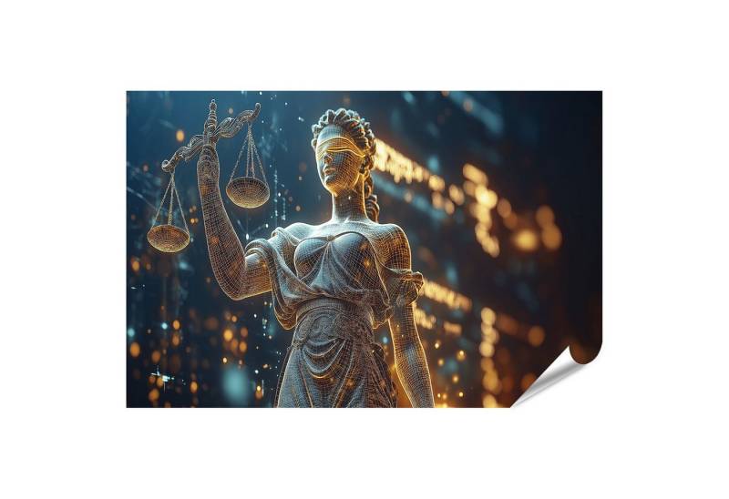 islandburner Poster Digitale Justitia im Lichternetz Wandbild von islandburner