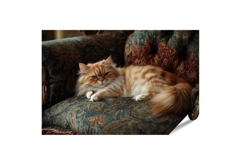 islandburner Poster Elegante Katze auf antikem Sessel von islandburner