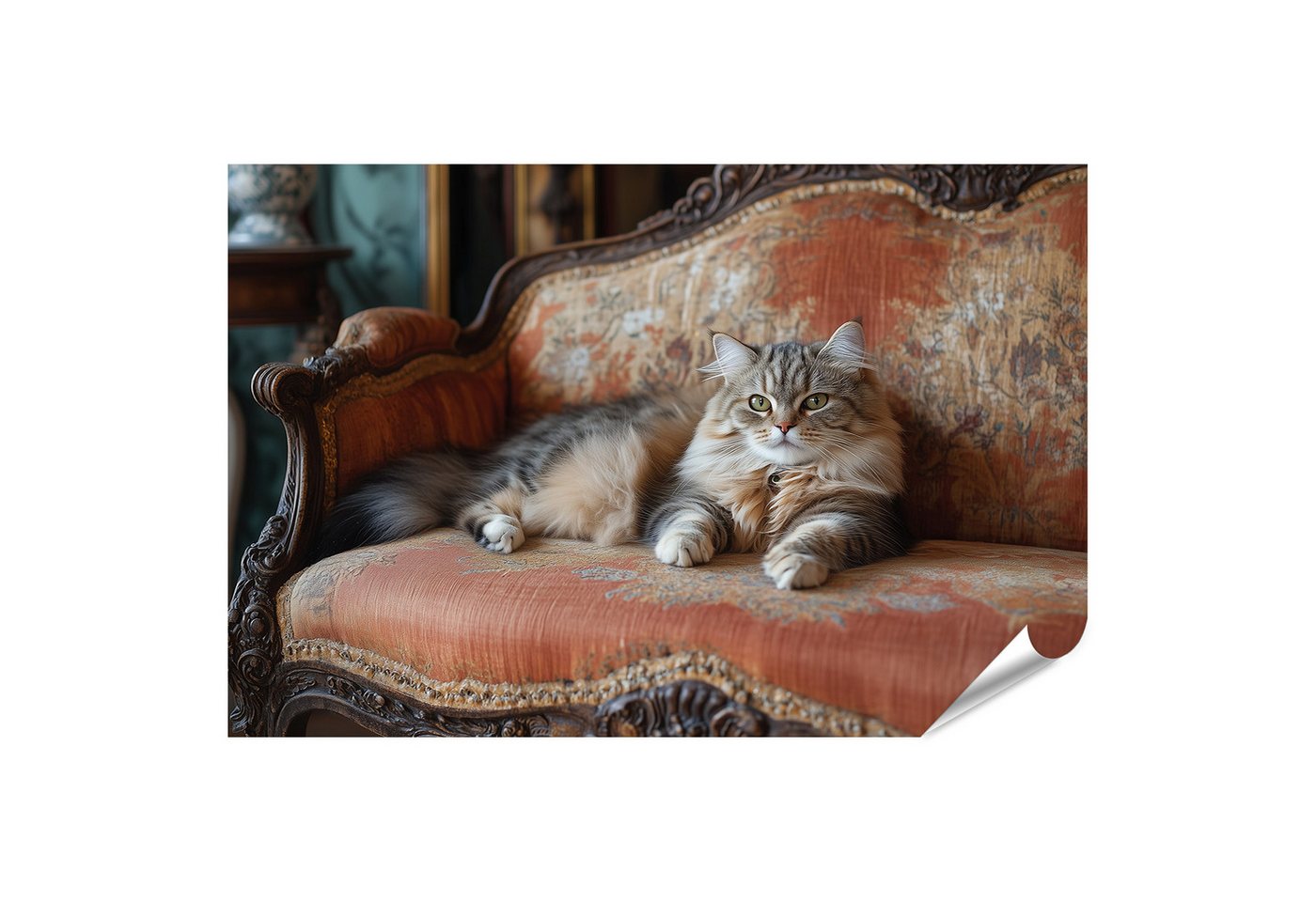 islandburner Poster Elegante Perser Katze auf antikem Sofa islandburner Poster Elegante Perser Katze auf antikem Sofa von islandburner