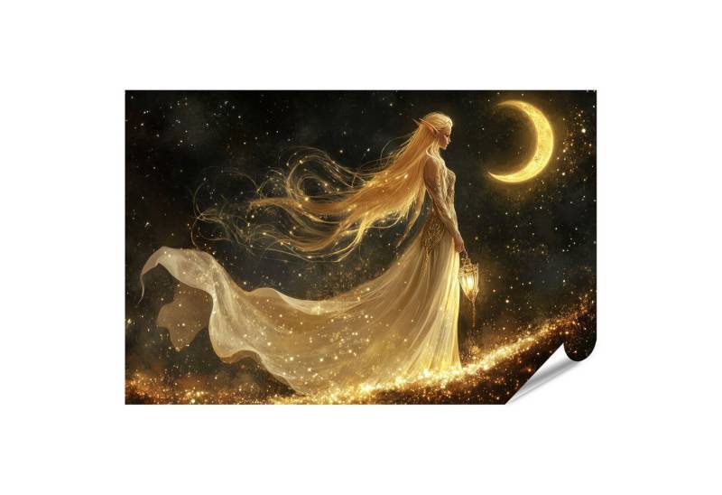 islandburner Poster Elfe bei Mondlicht mit magischer Laterne Wandbild islandburner Poster Elfe bei Mondlicht mit magischer Laterne Wandbild von islandburner