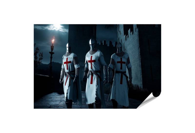 islandburner Poster Elite Templer in mondbeleuchtetem Schloss - faszinierende, mystische von islandburner
