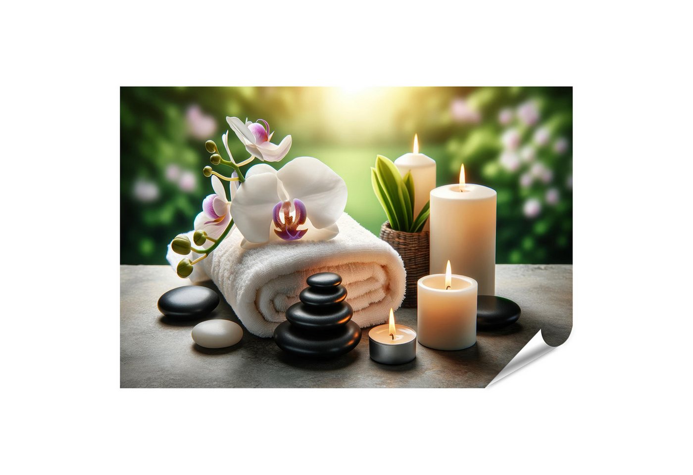 islandburner Poster Entspannung im Spa mit Kerzen und Orchideen Thai Massage Studio von islandburner
