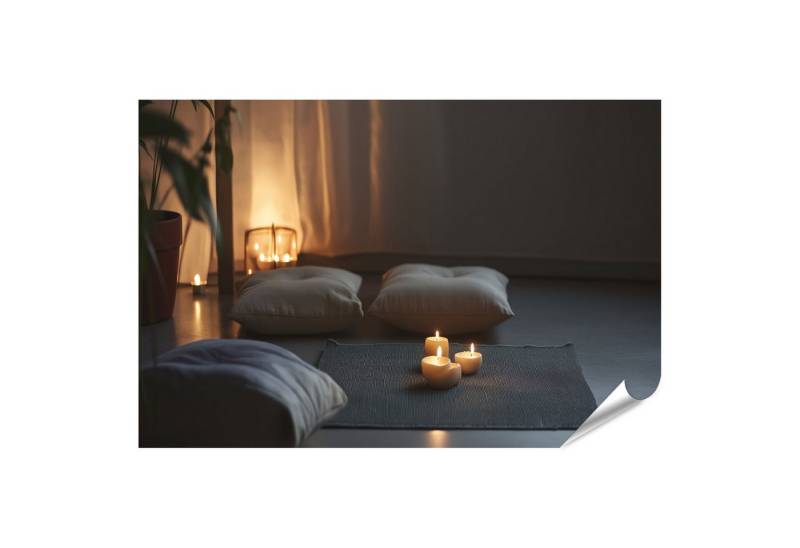 islandburner Poster Entspannungsraum mit Kissen und Kerzenlicht Thai Massage Salon Spa von islandburner