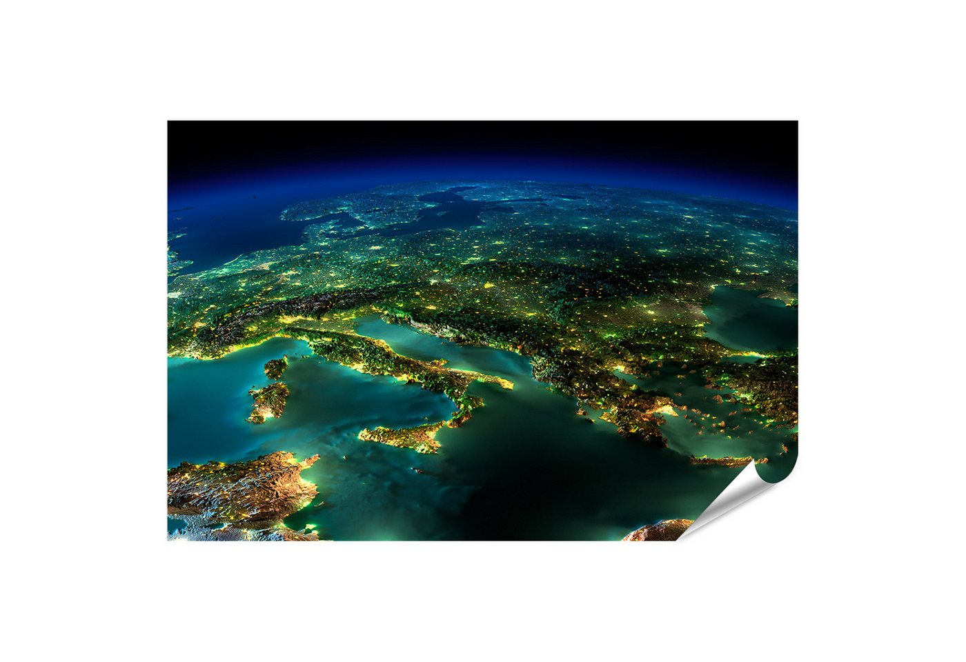 islandburner Poster Europa Nachtansicht Beleuchtung Weltraumaufnahme Erde Wandbild islandburner Poster Europa Nachtansicht Beleuchtung Weltraumaufnahme Erde Wandbild von islandburner