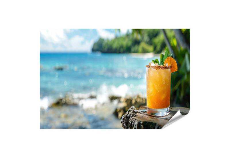 islandburner Poster Ferien-Cocktail mit fokussiertem Blick auf die Natur Bar oder Lounge T von islandburner