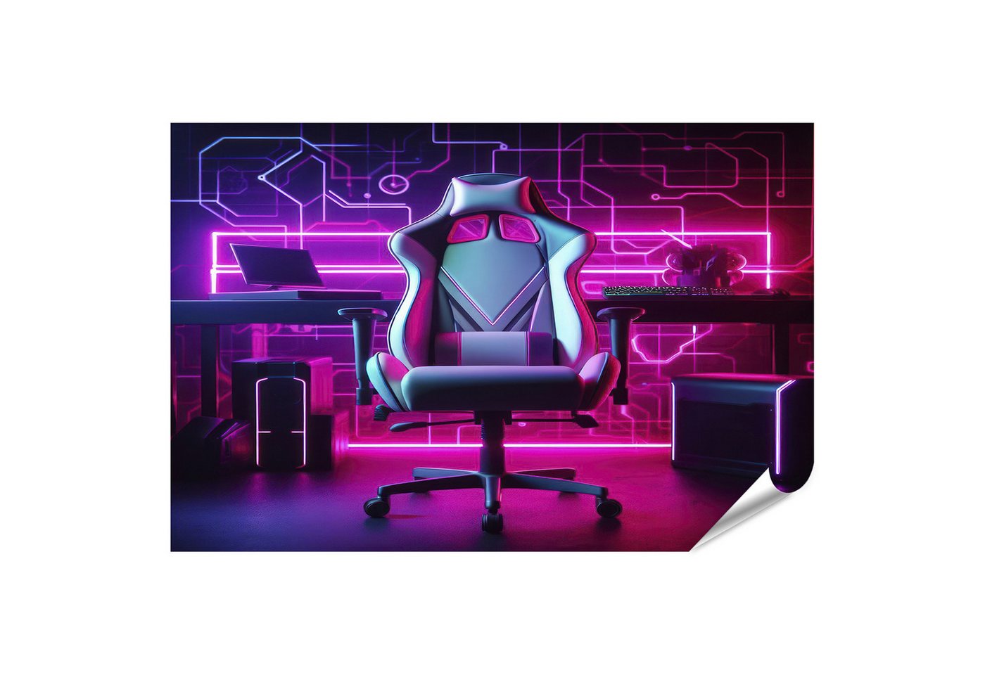 islandburner Poster Gaming Stuhl Neonlicht im Kopierraum Bilder islandburner Poster Gaming Stuhl Neonlicht im Kopierraum Bilder von islandburner