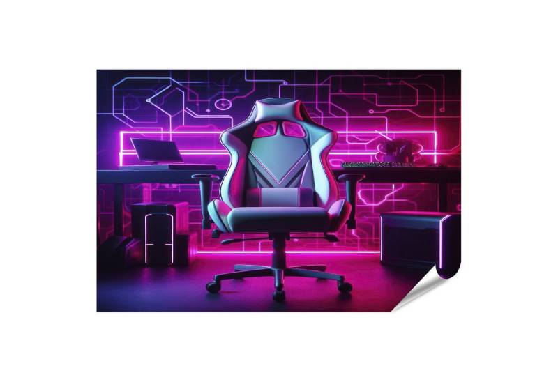 islandburner Poster Gaming Stuhl Neonlicht im Kopierraum Bilder von islandburner