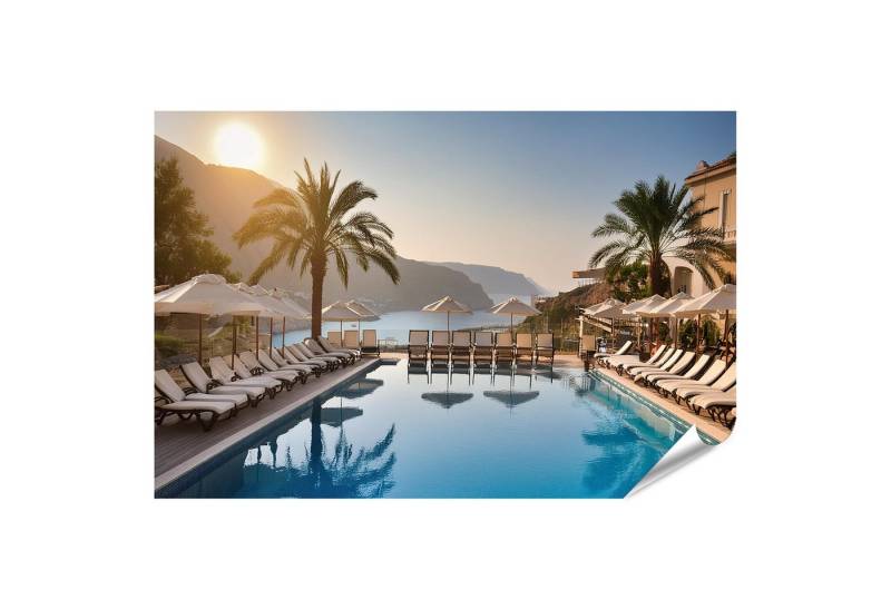 islandburner Poster Genießen Sie Urlaub im Resort-Hotel-Pool mit Hängematten und Palmen z von islandburner