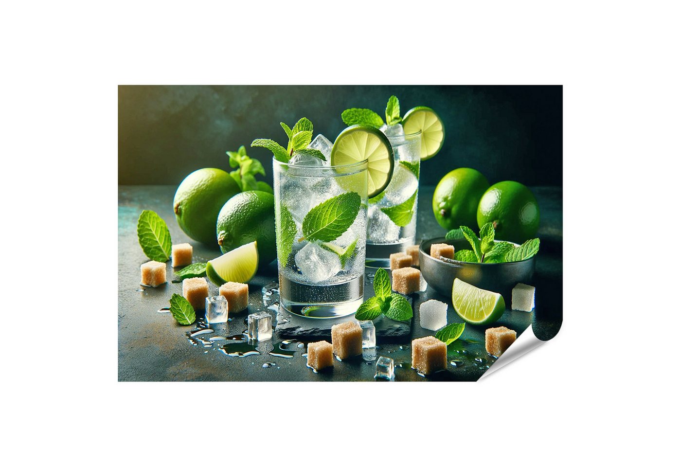 islandburner Poster Highball-Gläser Eiswürfel funkelnde Mojitos Cocktails von islandburner