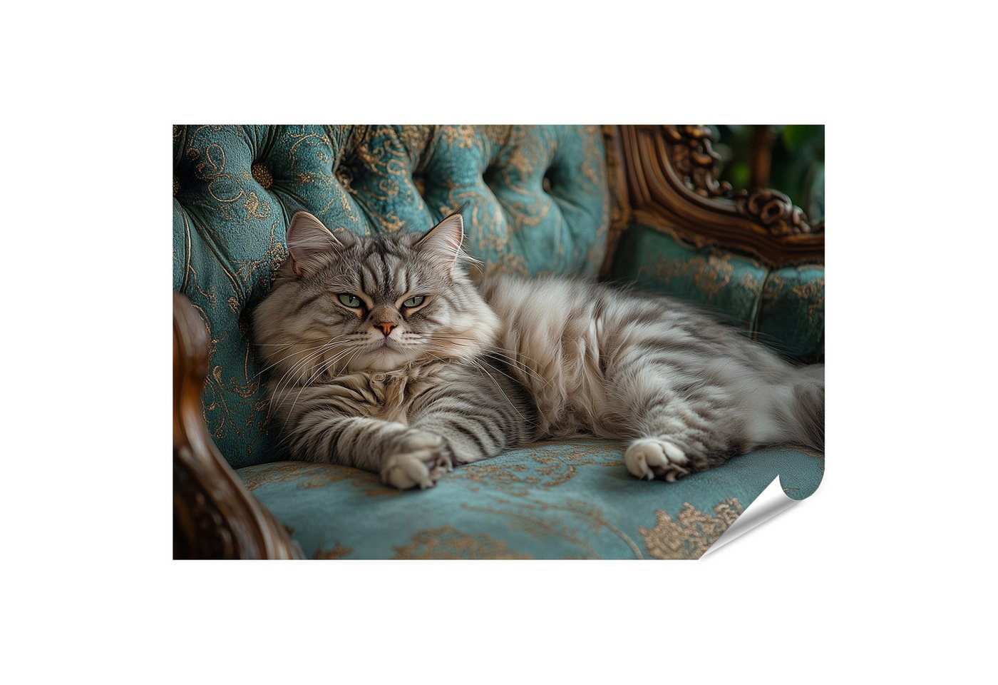 islandburner Poster Katze auf edlem blauen Sofa islandburner Poster Katze auf edlem blauen Sofa von islandburner